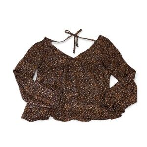 Mossimo Supply Co. Brown Floral Blouse
